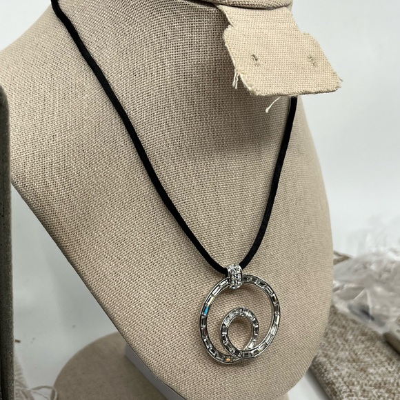 Nolan Miller Pave Circle Pendant Necklace Set – 16", 4 Cords, Box & Certificate - Picture 5 of 12